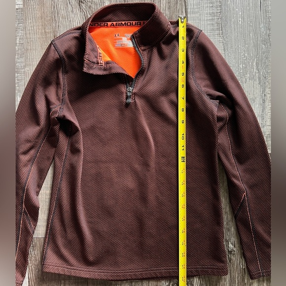 Under Armour Kid’s Brown/Orange Quarter-Zip Size Youth Large - Picture 7 of 7